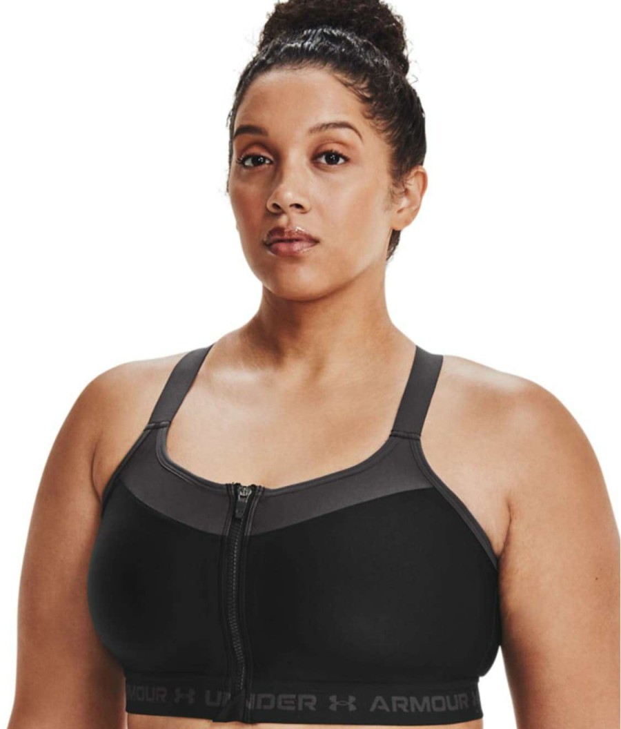 Bras * | Sale Under Armour Plus Size Armour High Impact Racerback Zipper Sports Bra Black