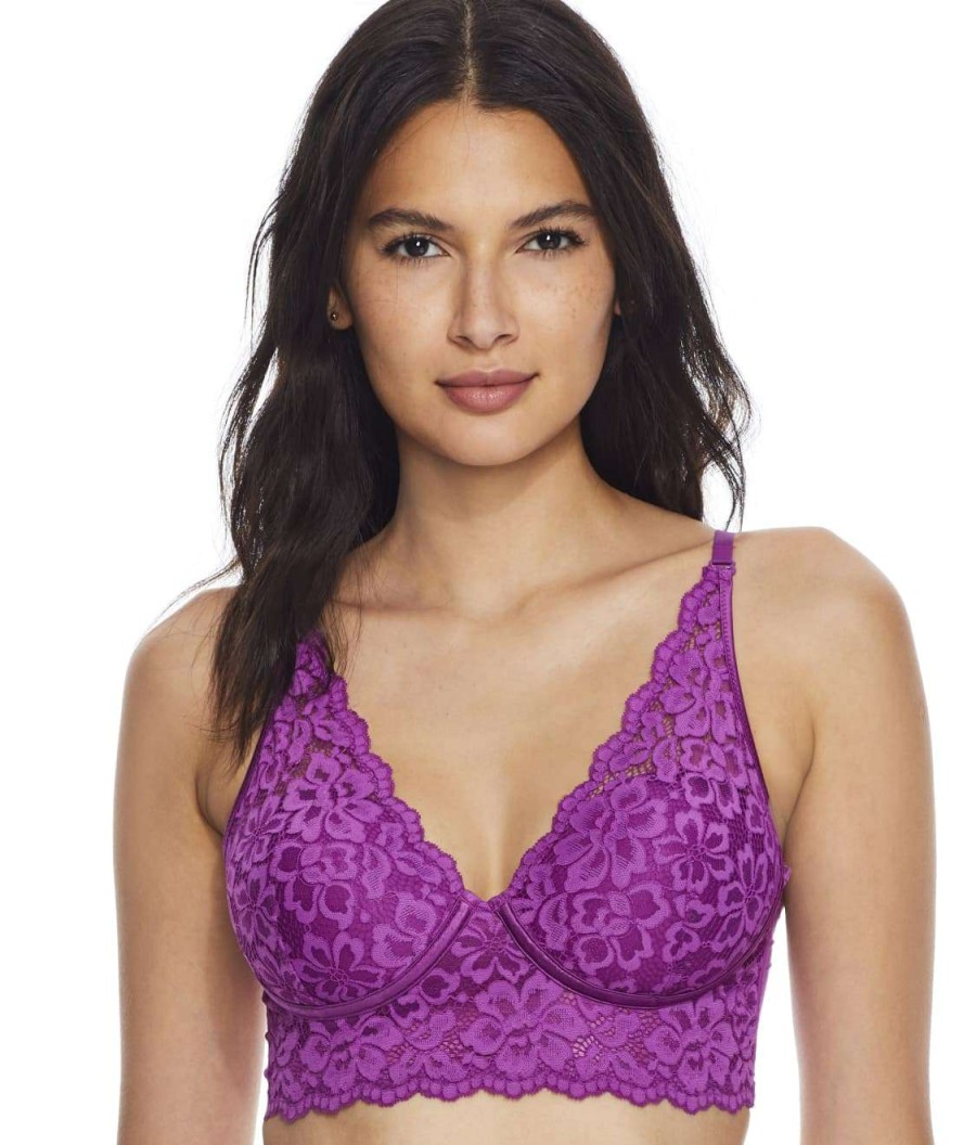 Bras * | Outlet Maidenform Casual Comfort Convertible Longline Bralette Dark Magenta