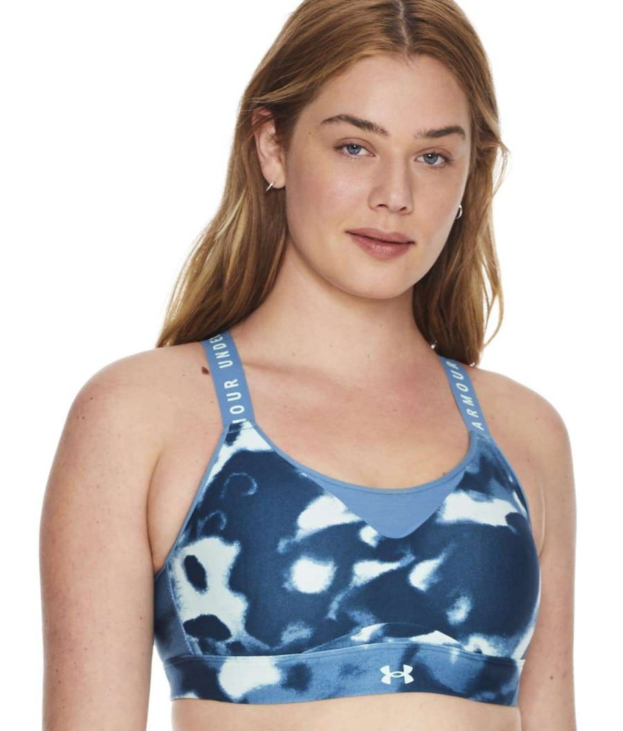 Bras * | Online Under Armour Infinity High Impact Wire-Free Printed Sports Bra Aqua Foam / White