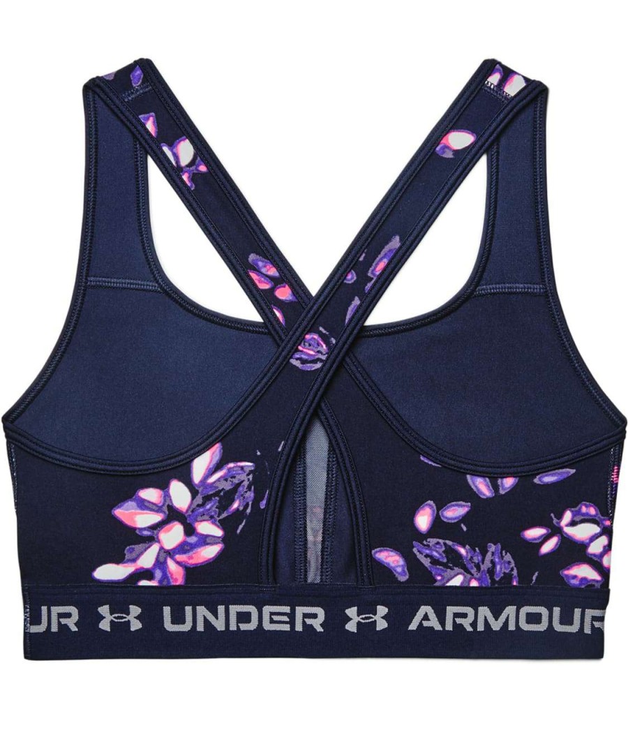 Bras * | Online Under Armour Plus Size Mid Impact Crossback Wire-Free Sports Bra Navy / Purple