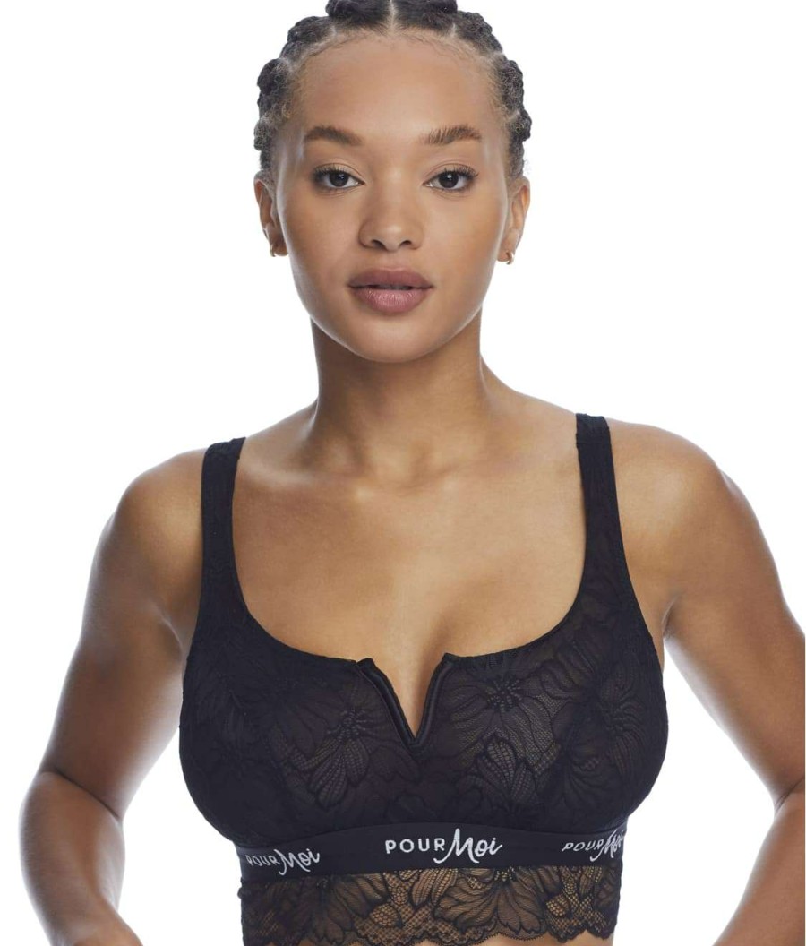 Pour Moi Bras * | Online Pour Moi Logo Wire-Free Cami Bralette Black