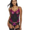 Pour Moi Bras * | Cheap Pour Moi Roxie Lace Garter Bustier Black / Pink