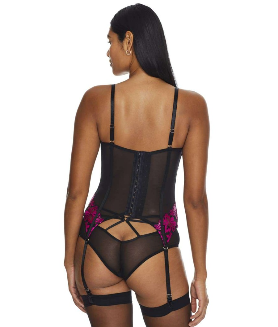 Pour Moi Bras * | Cheap Pour Moi Roxie Lace Garter Bustier Black / Pink