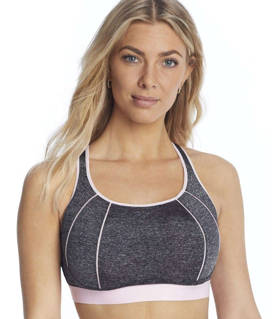 Pour Moi Bras * | Online Pour Moi Kayla High Impact Underwire Sports Bra Grey / Pink