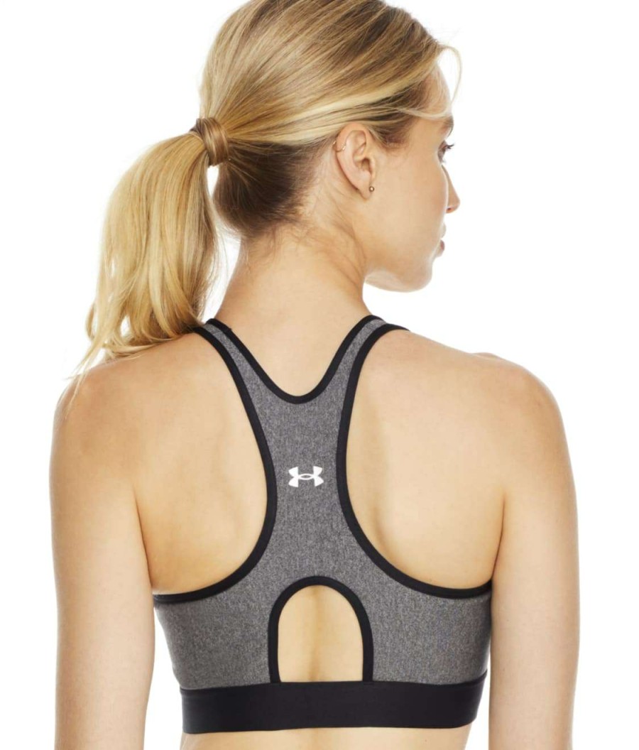 Bras * | Sale Under Armour Mid-Impact Keyhole Sports Bra Charcoal Heather