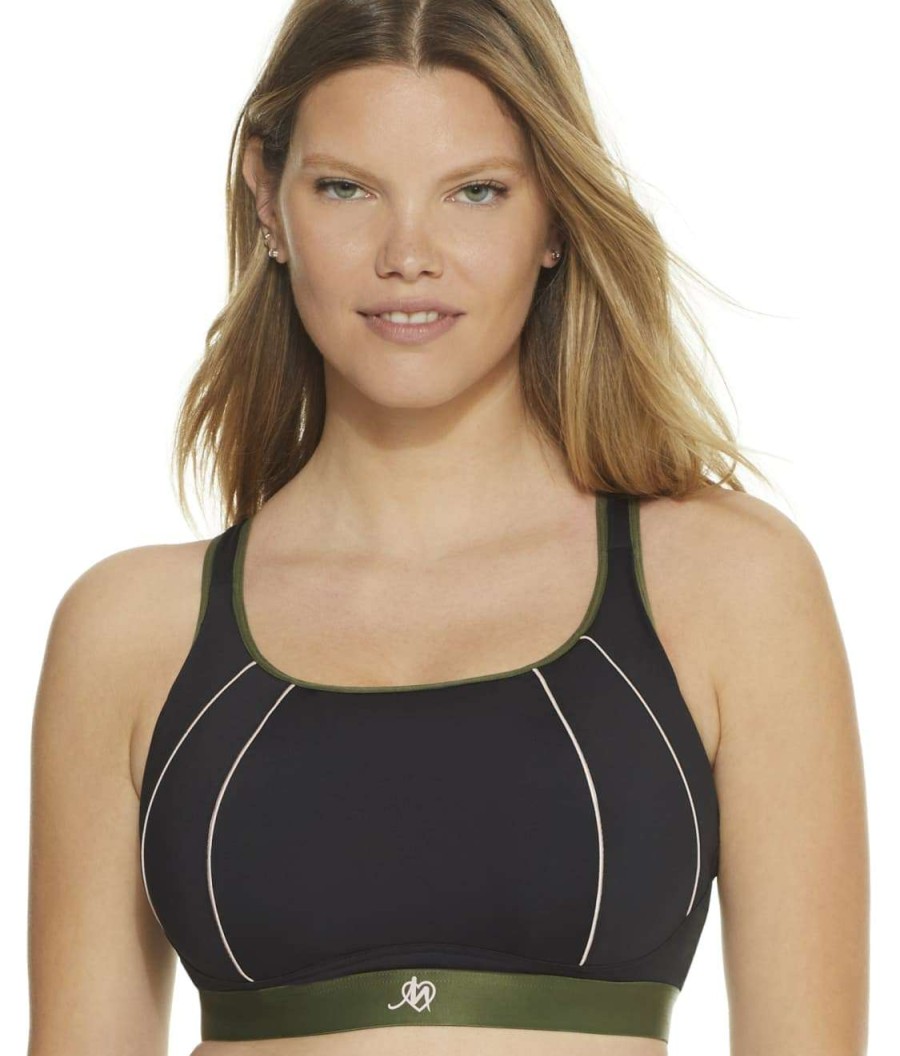 Pour Moi Bras * | Sale Pour Moi Kayla High Impact Underwire Sports Bra Black / Pink / Khaki