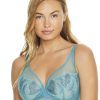 Bras * | Sale Simone Perele Bloom Sheer Plunge Bra Green Grey