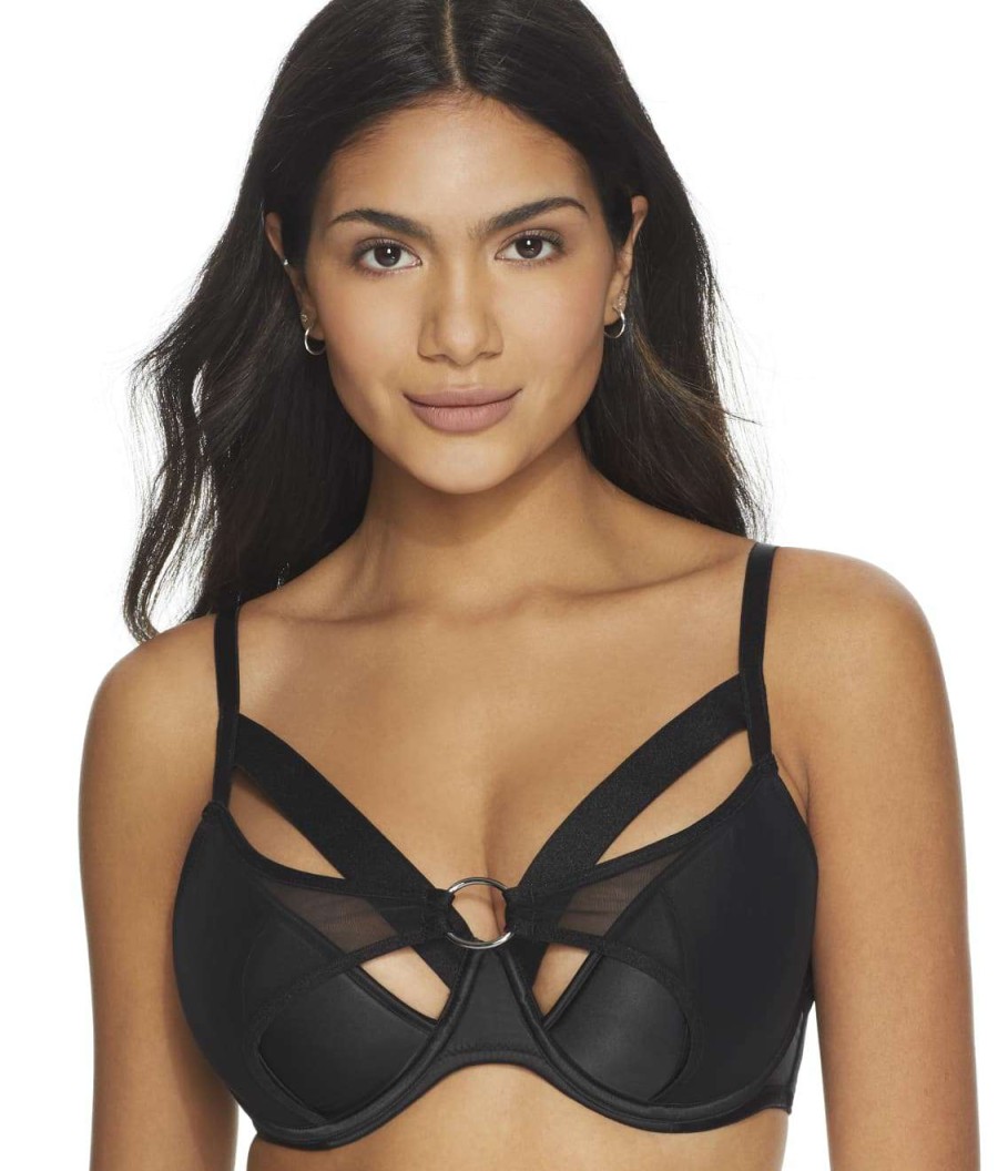 Pour Moi Bras * | Sale Pour Moi Obsessed Underwire Cage Bra Black