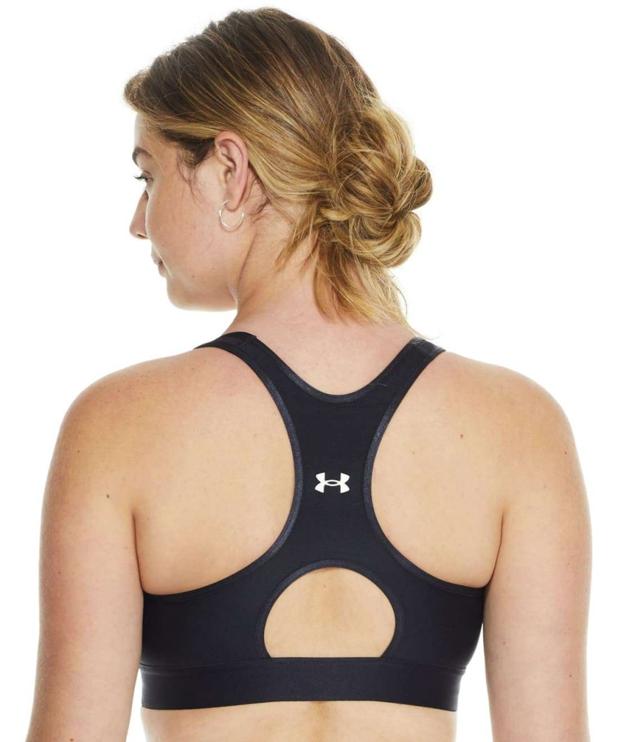 Bras * | Cheap Under Armour Mid-Impact Keyhole Wire-Free Sports Bra Black / Silver