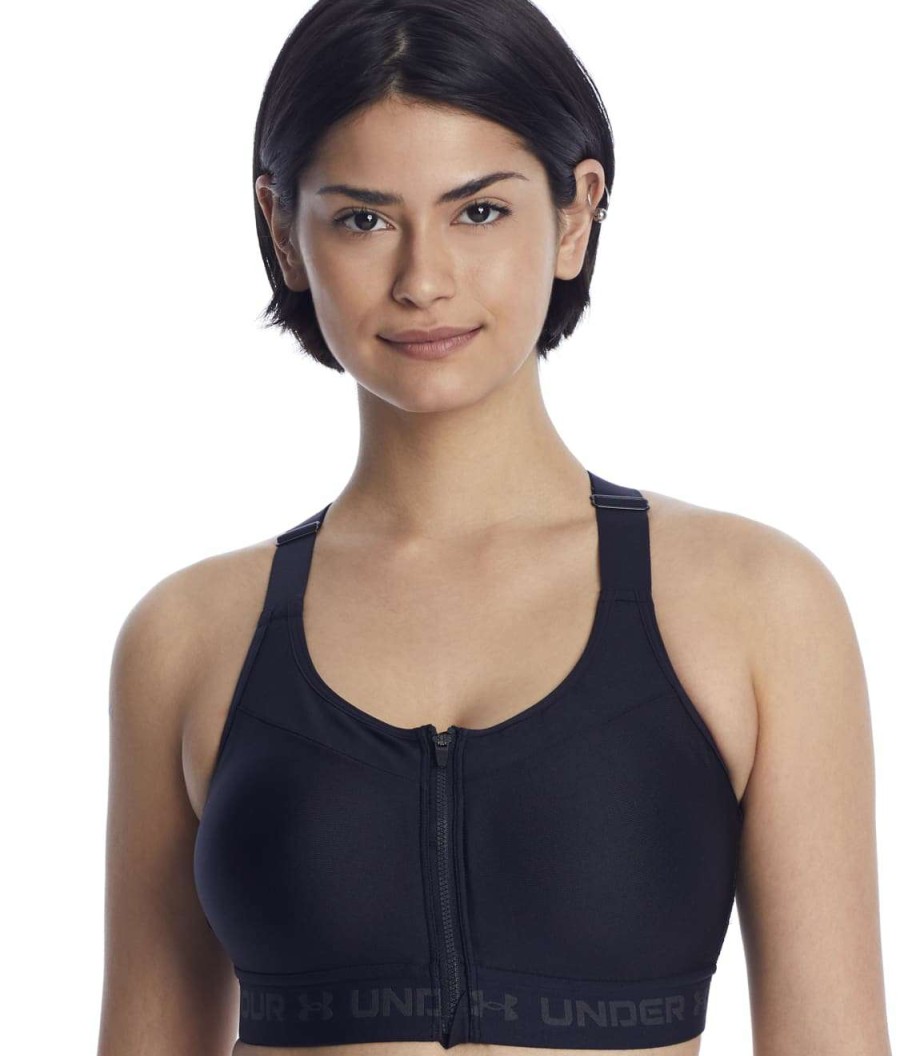 Bras * | Cheap Under Armour High Impact Racerback Zipper Sports Bra Black