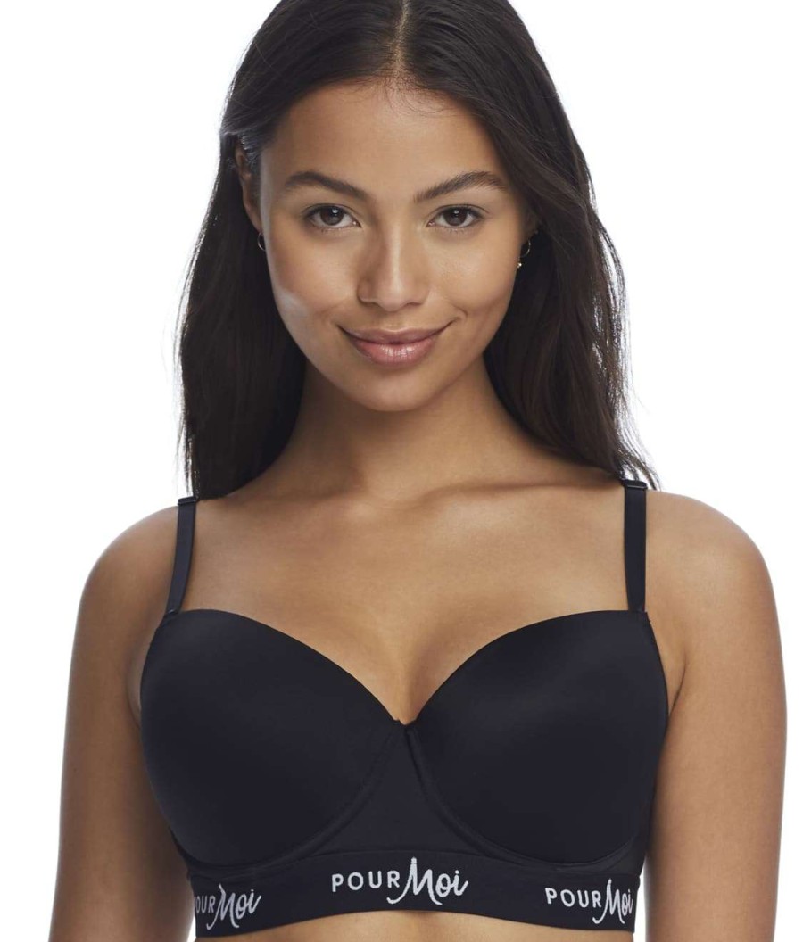 Pour Moi Bras * | Outlet Pour Moi Logo Push-Up T-Shirt Bra Black