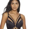 Pour Moi Bras * | Online Pour Moi Obsessed Push-Up Cage Longline Bra Black