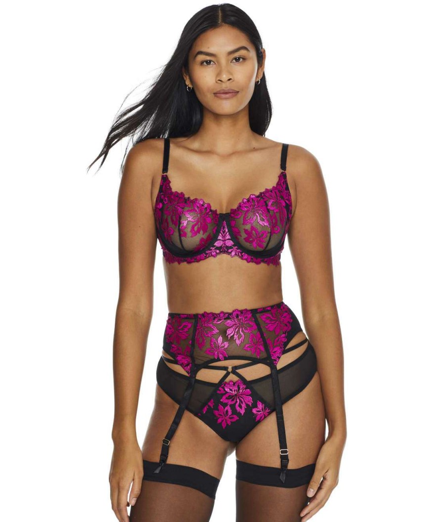 Pour Moi Bras * | Outlet Pour Moi Roxie Lace Underwire Bra Black / Pink