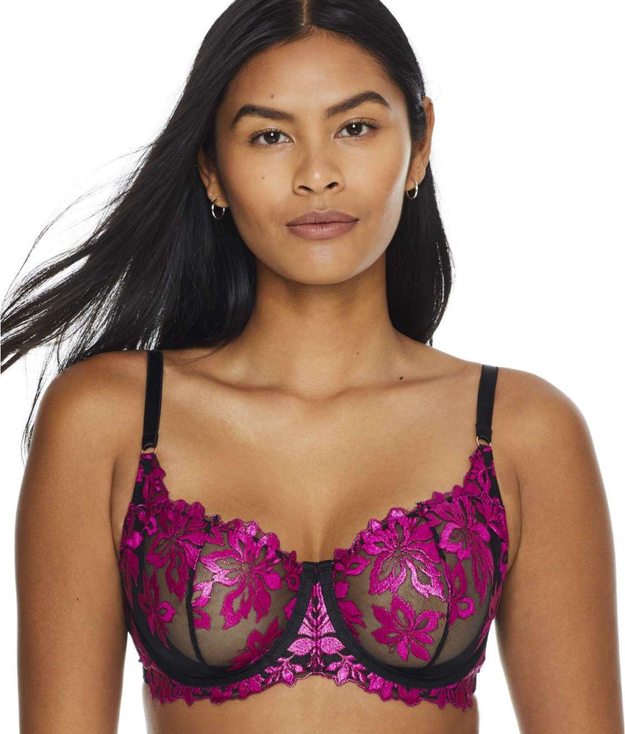 Pour Moi Bras * | Outlet Pour Moi Roxie Lace Underwire Bra Black / Pink